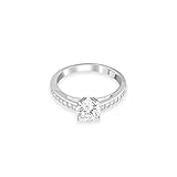 Swarovski Anillo Attract, Talla redonda, Pavé, Blanco, Baño de rodio, 52