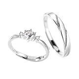 PBAHAUP Anillos Plata con Circonitas Anillos Pareja, Anillos Compromiso Ajustables, Anillos Boda Ajustables, Anillos Promesa, Anillos Amistad, Anillos Boda