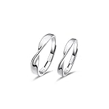 Anillos Pareja de Plata de Ley 925 Chapada Oro Blanco y Anillos de Compromiso Joyas de Mujer hombre, Alianzas Boda Ajustables, Regalo para Amantes