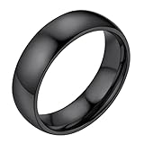 Anillo para Hombre Mujer de Acero Inoxidable 6 mm, Anillo Pareja de Moda Tamaño 19,75, Anillo Mujeres Hombres Simple de Color Negro, Anillo Regalo para Compromiso Boda Aniversario