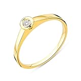 Miore Anillo solitario de compromiso para mujer, oro amarillo de 9 quilates, oro 375, diamante brillante de 0,05 quilates, Oro amarillo