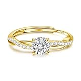 Adramata Anillo de Plata de Ley 925 para Mujer - Anillos de Compromiso Ajustables Anillo Cuerda Retorcida Eterno Anillo de Promesa anillos de Boda Aniversario Anillos Plata/Oro con Caja de Joyería,G