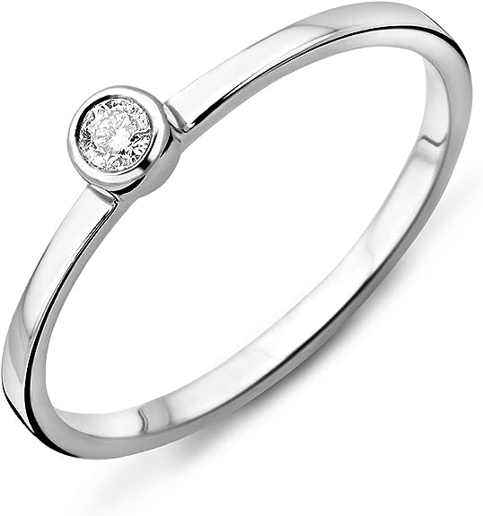 Miore M9011RM - Anillo de Mujer de Oro Blanco (9k) con 1 Diamante.