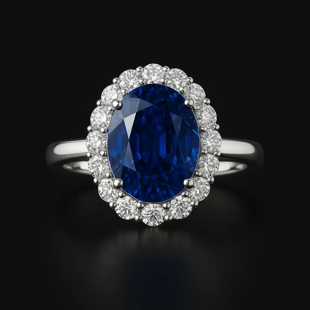 Anillo Lady Di Zafiro Azul
