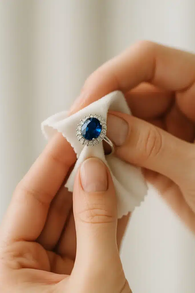 limpieza anillo de compromiso zafiro azul