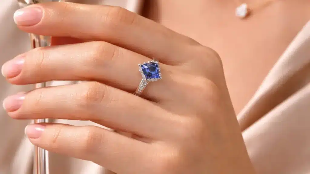 anillo plata piedra azul